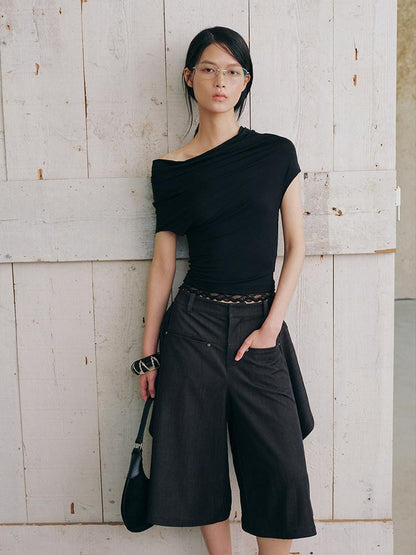 AnnoMundi Embroidered Lace Asymmetric Shoulder Women&