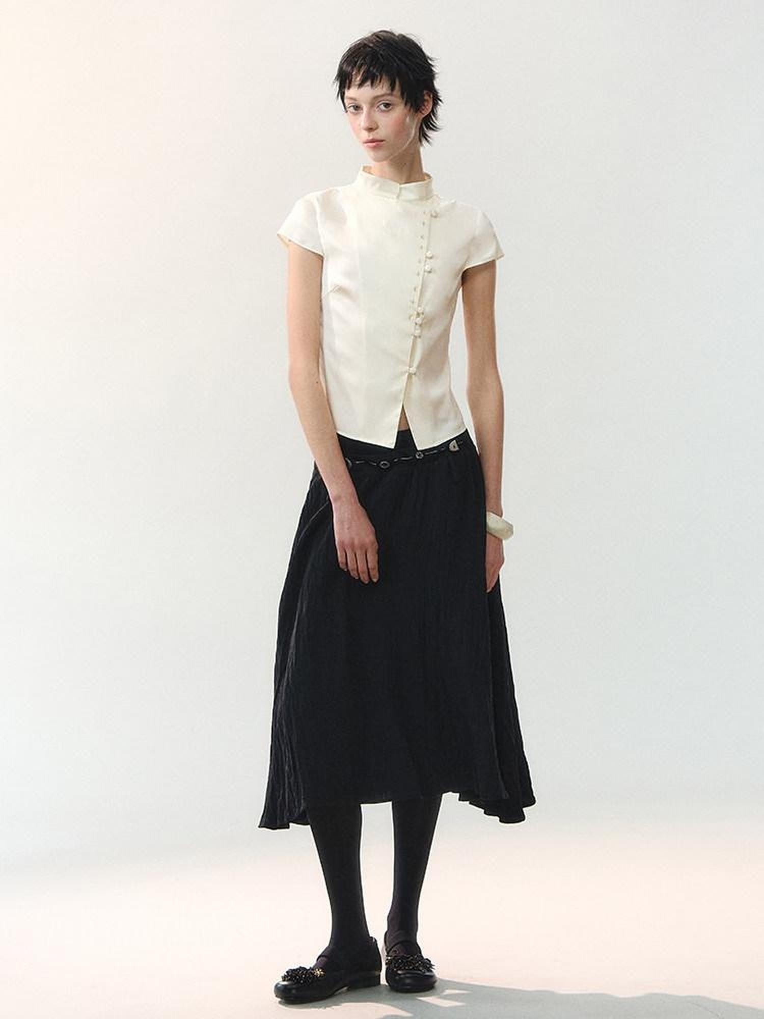 AnnoMundi Embroidered Stand Collar Asymmetric Placket New Chinese Women&