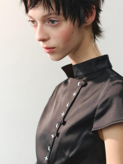 AnnoMundi Embroidered Stand Collar Asymmetric Placket New Chinese Women&