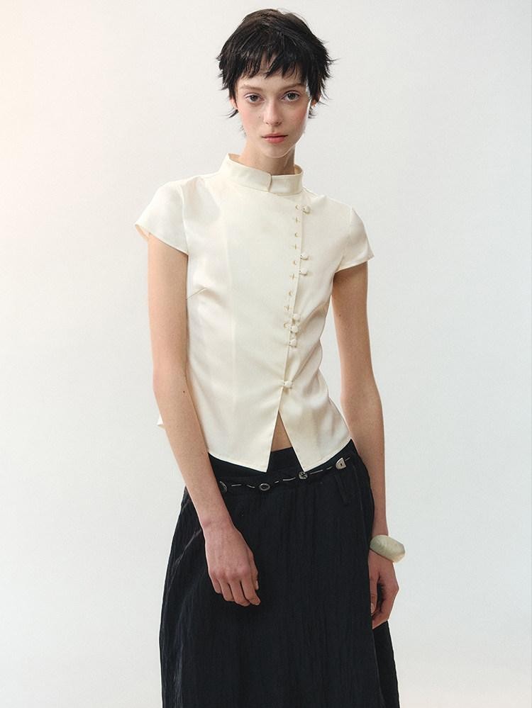 AnnoMundi Embroidered Stand Collar Asymmetric Placket New Chinese Women&