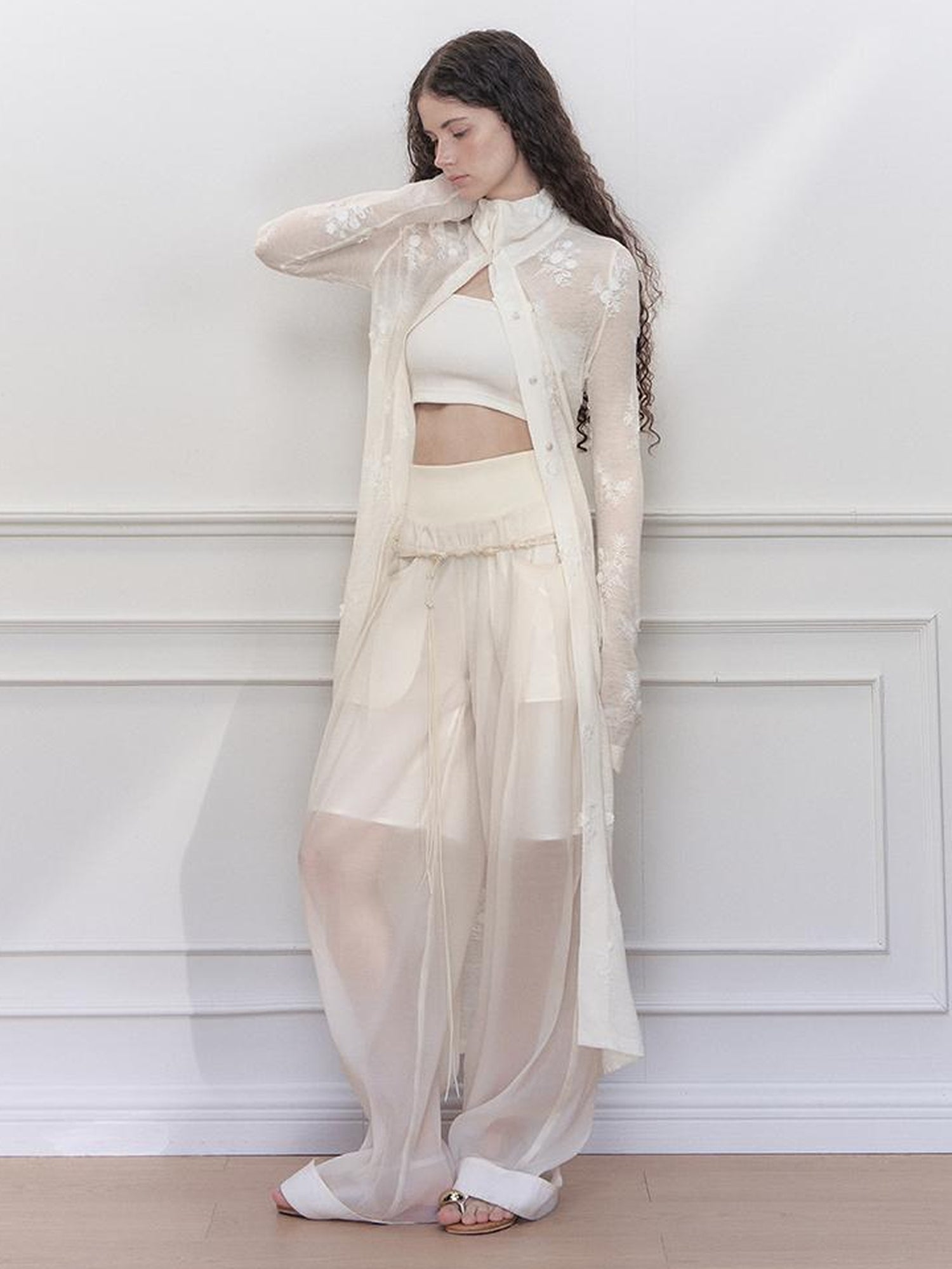 AnnoMundi Fairy Embroidery Sheer Knit Cardigan