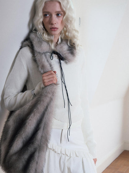 AnnoMundi Faux Fur Shoulder Bag With Spray Dye Pattern