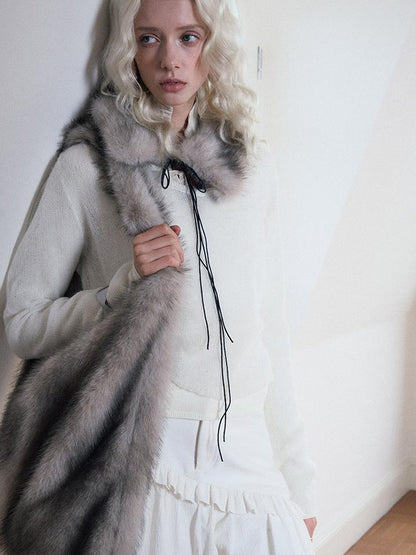 AnnoMundi Faux Fur Shoulder Bag With Spray Dye Pattern