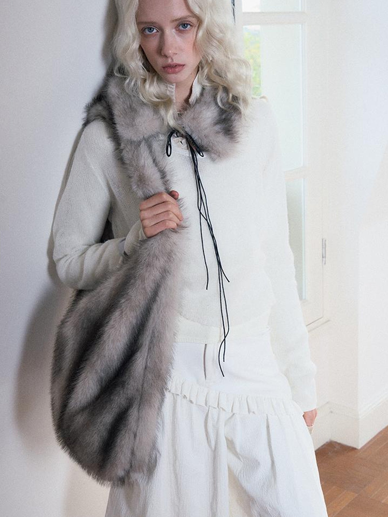 AnnoMundi Faux Fur Shoulder Bag With Spray Dye Pattern