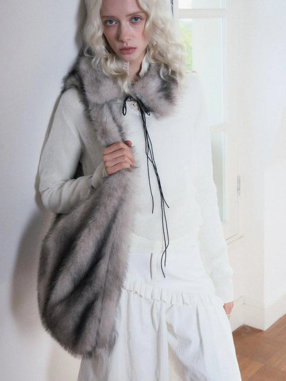 Faux Fur Shoulder Bag With Spray Dye Pattern