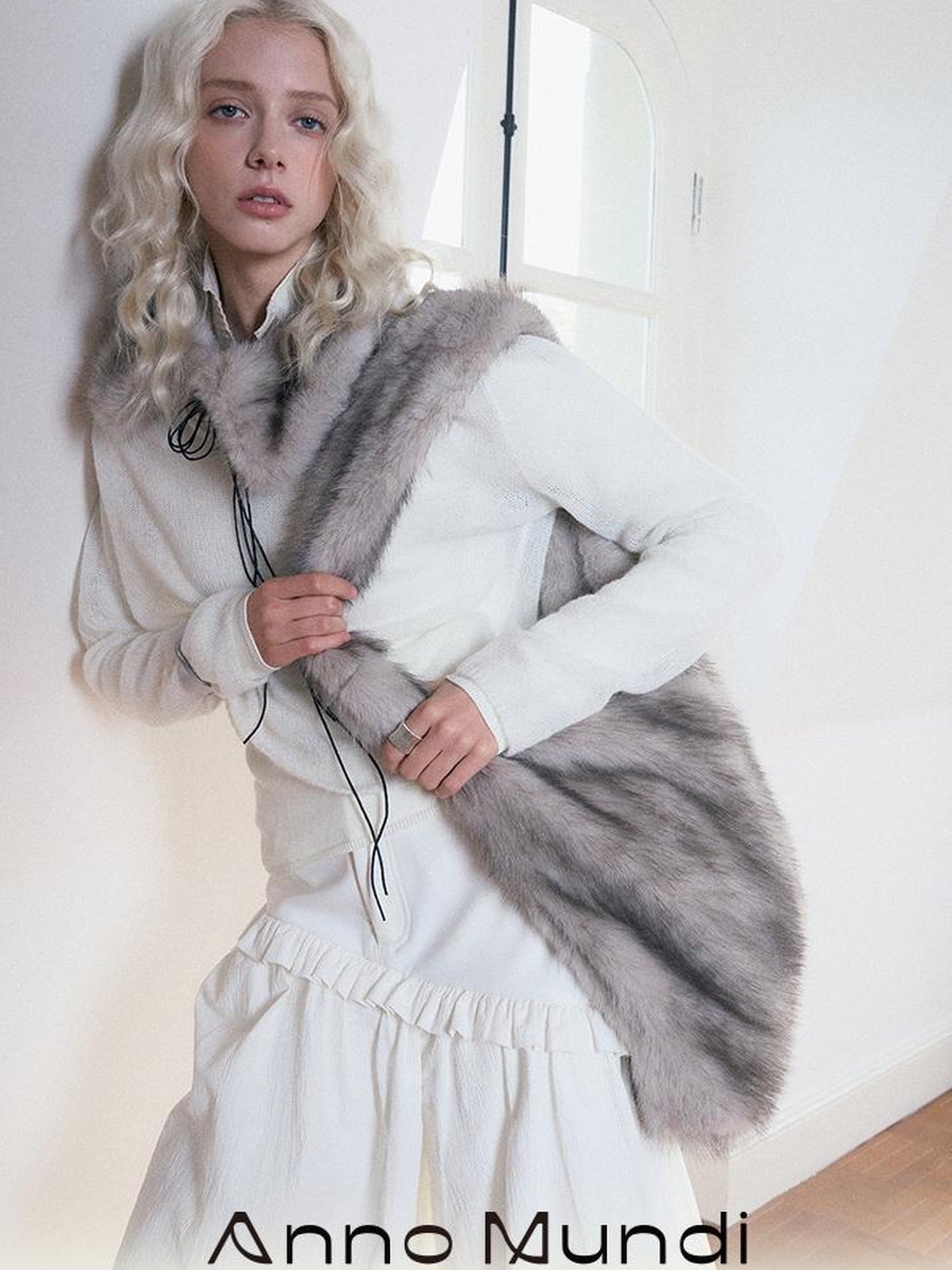 AnnoMundi Faux Fur Shoulder Bag With Spray Dye Pattern