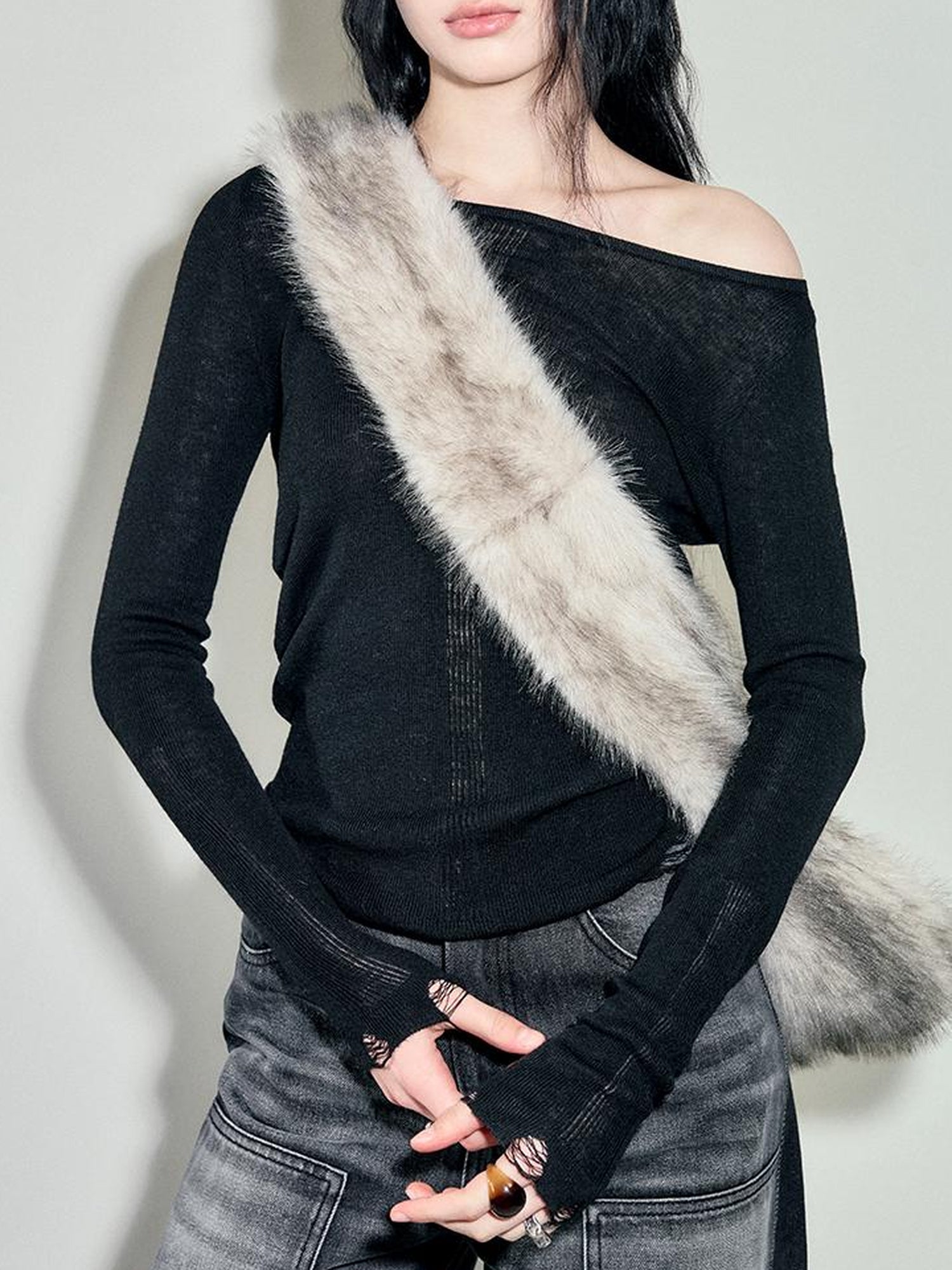 AnnoMundi Faux Fur Shoulder Bag With Spray Dye Pattern