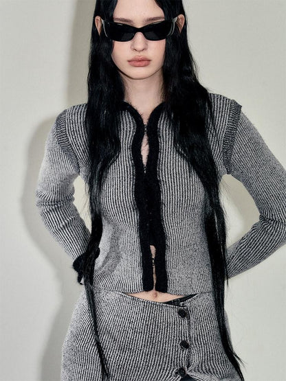 AnnoMundi Faux Mink Plush Knit Hook Closure Turn Down Collar Slim Fit Women&