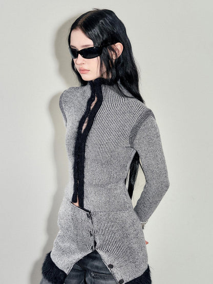 AnnoMundi Faux Mink Plush Knit Hook Closure Turn Down Collar Slim Fit Women&