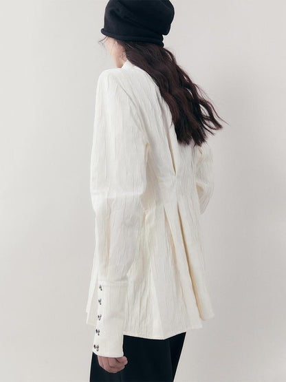 AnnoMundi Feast Time Embroidered Texture Shirt V-Neck T-Shirt Long-Sleeve
