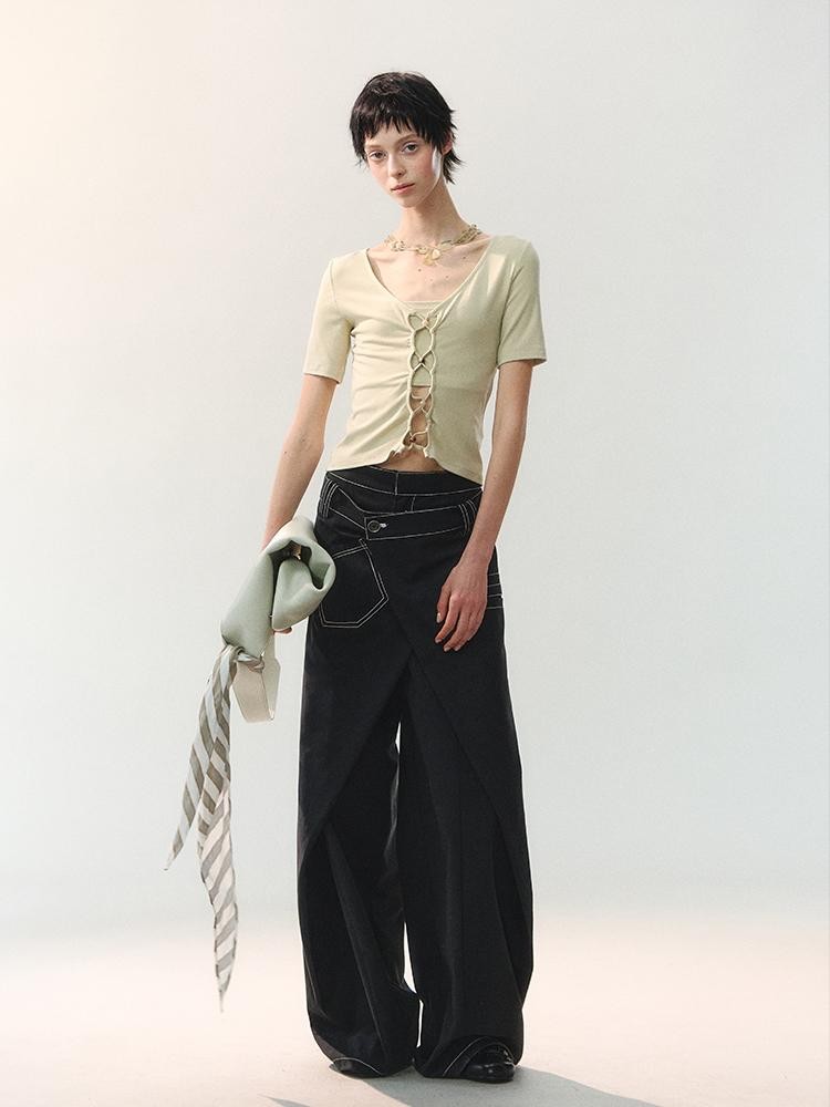 AnnoMundi Floor Length Deconstructed Overlap Placket Washed Women&
