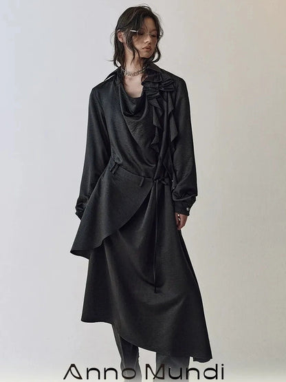 AnnoMundi Floral Draped Waist Defining Midi Dress Dresses