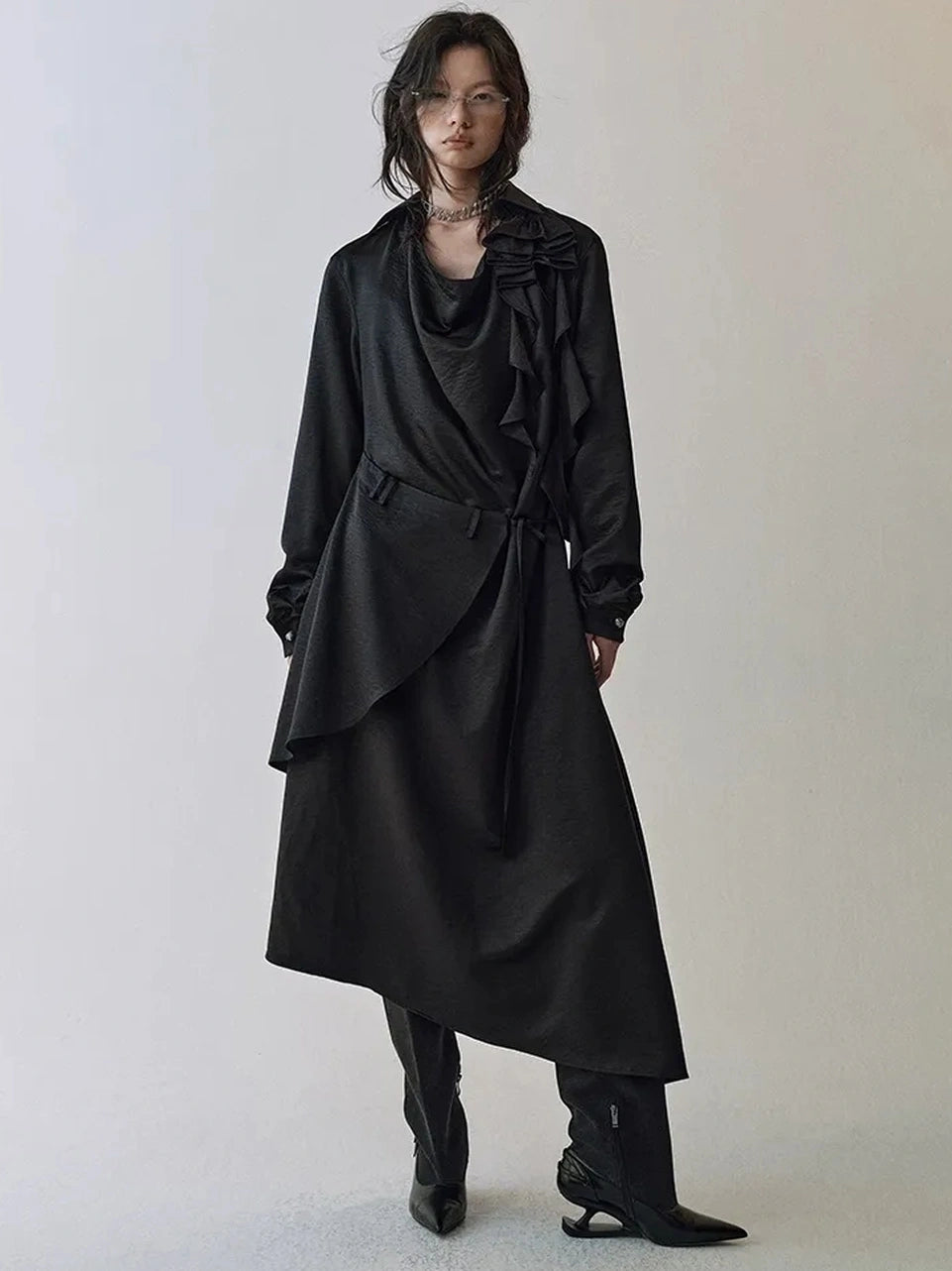 AnnoMundi Floral Draped Waist Defining Midi Dress Dresses