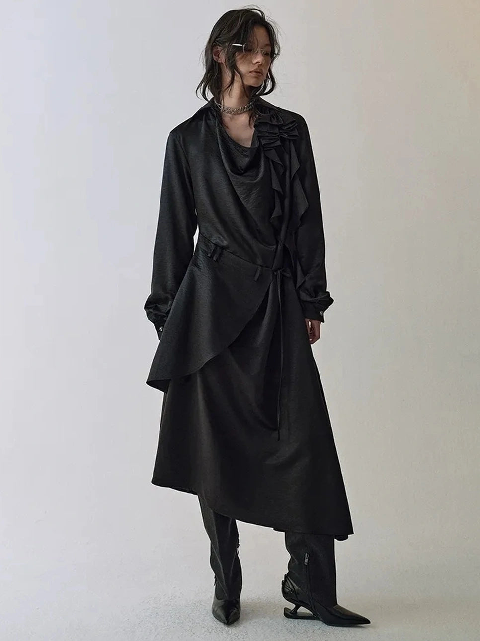 AnnoMundi Floral Draped Waist Defining Midi Dress Dresses