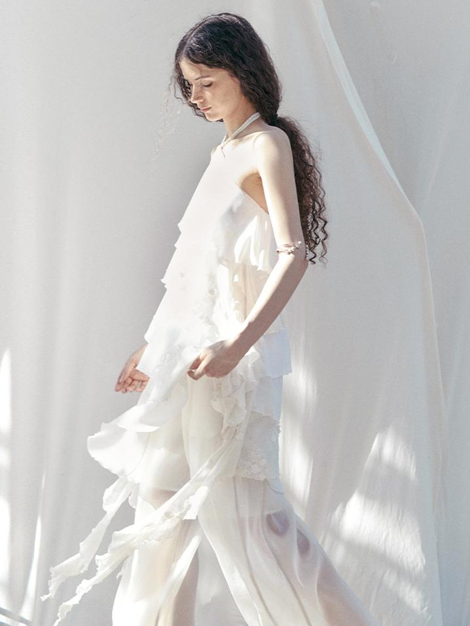 AnnoMundi Floral Embroidered Sheath Chiffon Mini Dress V Neck