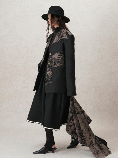 AnnoMundi Floral Embroidered Wool Knit Turtleneck Top
