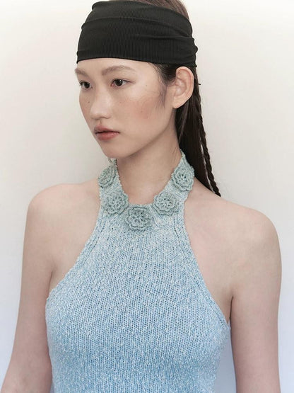 AnnoMundi Floral Hand Crochet Beaded Halter Women&