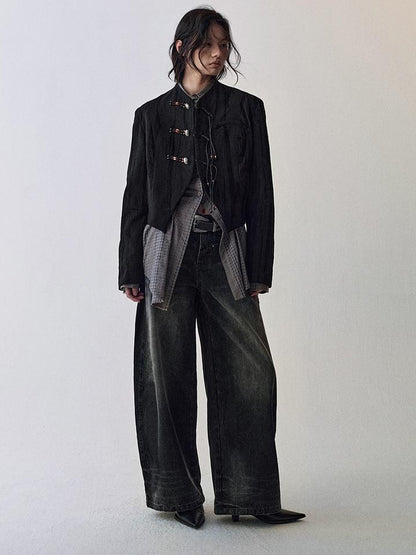 AnnoMundi Floral Pleat Checkered Shirt Skirt Set