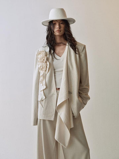 AnnoMundi Floral Texture Detachable Blazer