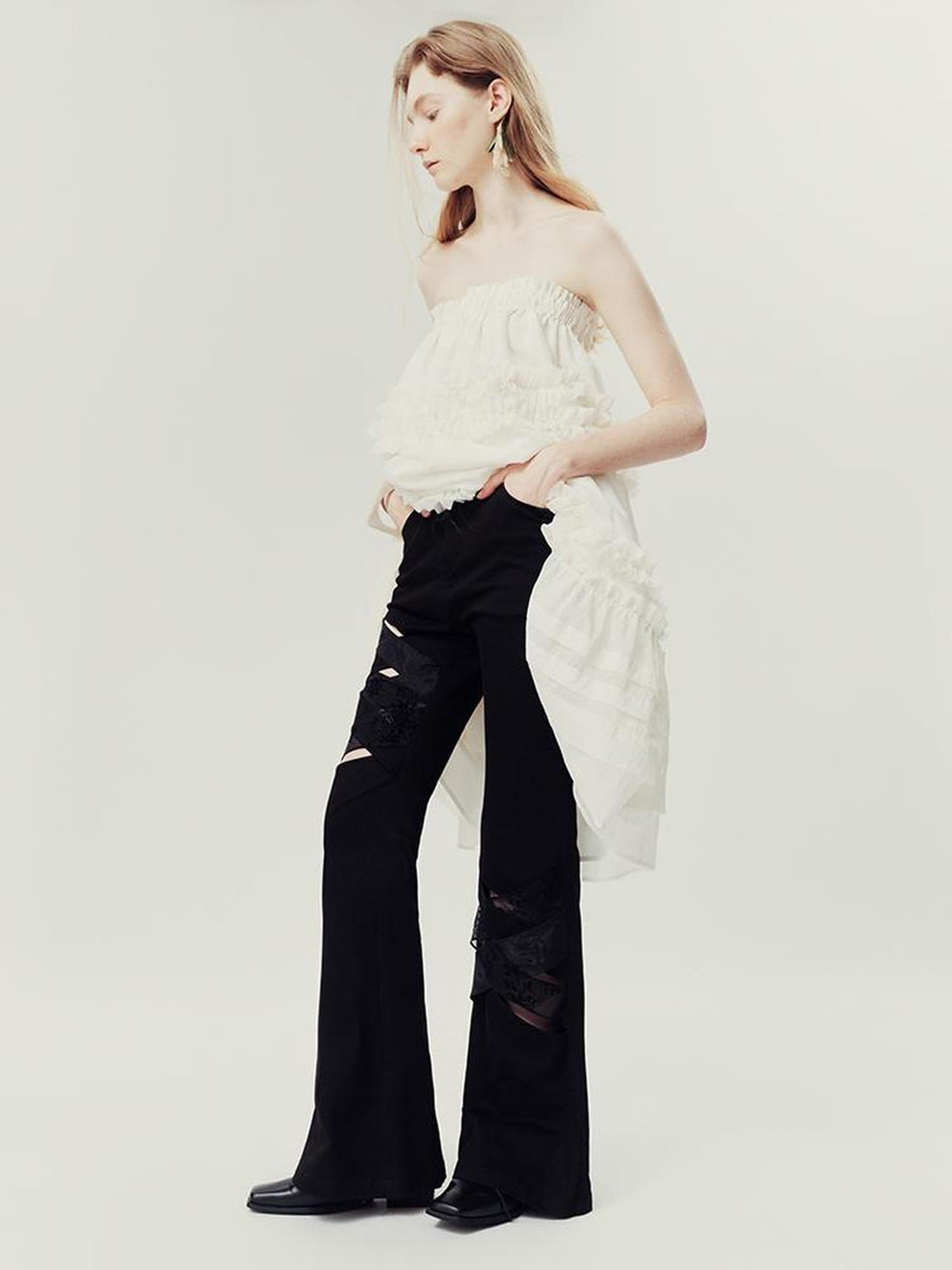 AnnoMundi Floral Weave Micro Flare Trousers