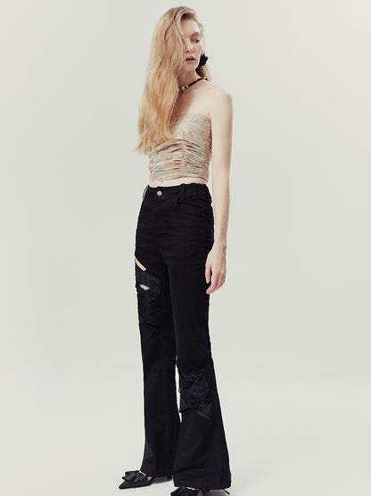 AnnoMundi Floral Weave Micro Flare Trousers