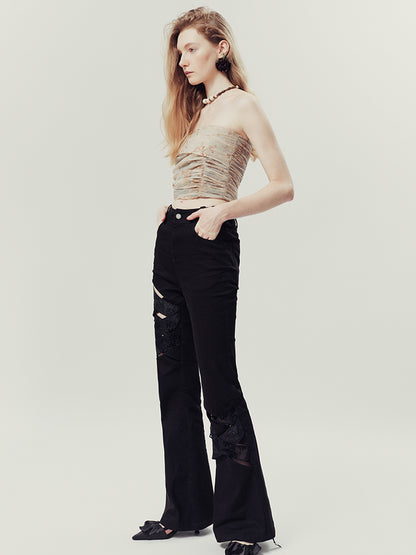 AnnoMundi Floral Weave Micro Flare Trousers