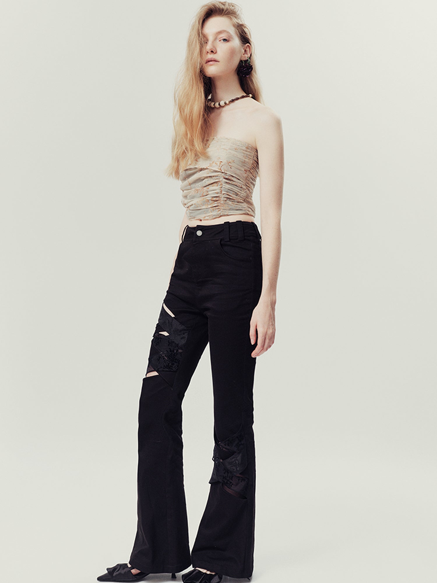 AnnoMundi Floral Weave Micro Flare Trousers