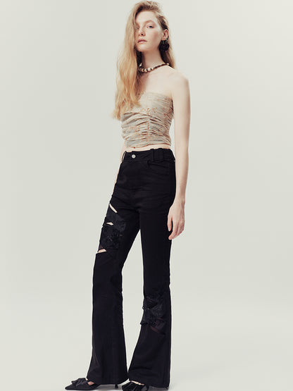 AnnoMundi Floral Weave Micro Flare Trousers