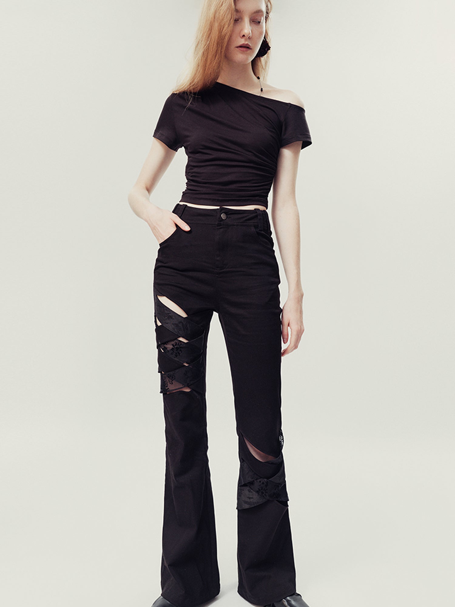 AnnoMundi Floral Weave Micro Flare Trousers
