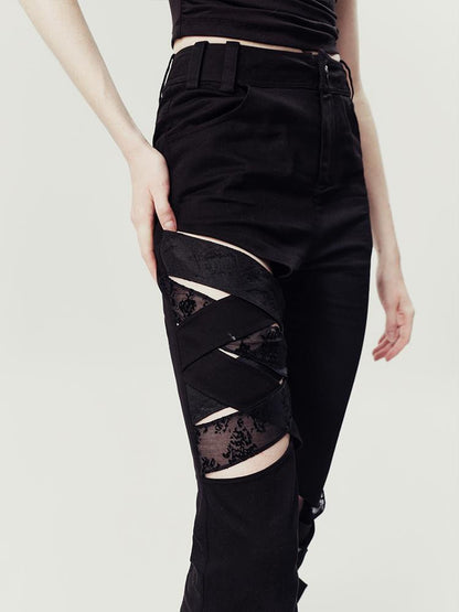 AnnoMundi Floral Weave Micro Flare Trousers