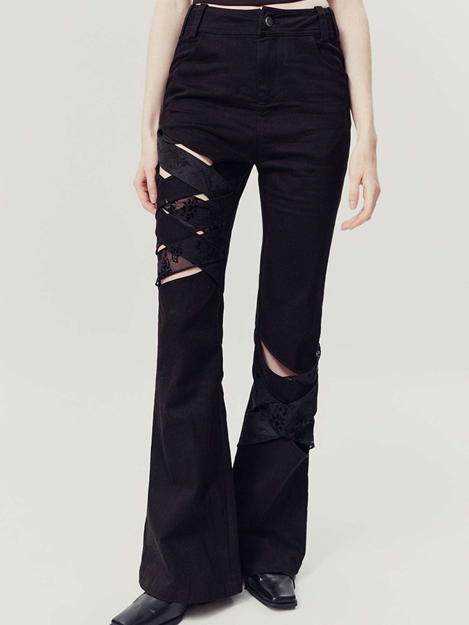 AnnoMundi Floral Weave Micro Flare Trousers