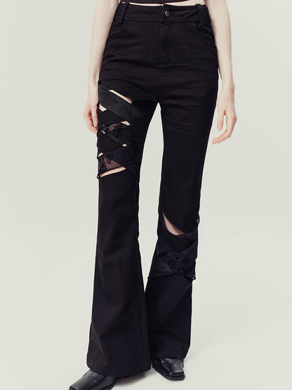 AnnoMundi Floral Weave Micro Flare Trousers