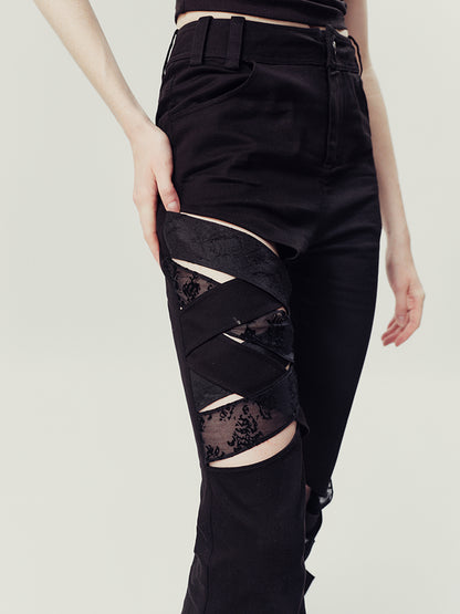 AnnoMundi Floral Weave Micro Flare Trousers