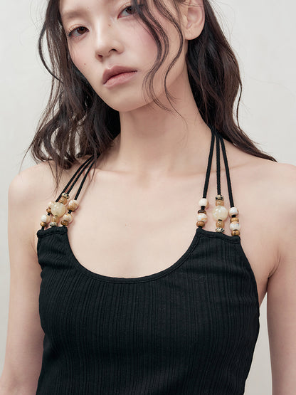 AnnoMundi French Beaded Strap Halter Top