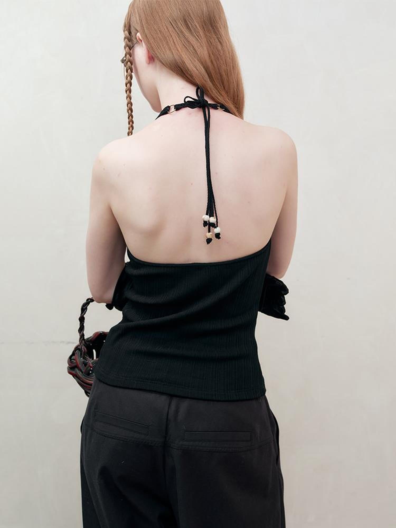 AnnoMundi French Beaded Strap Halter Top