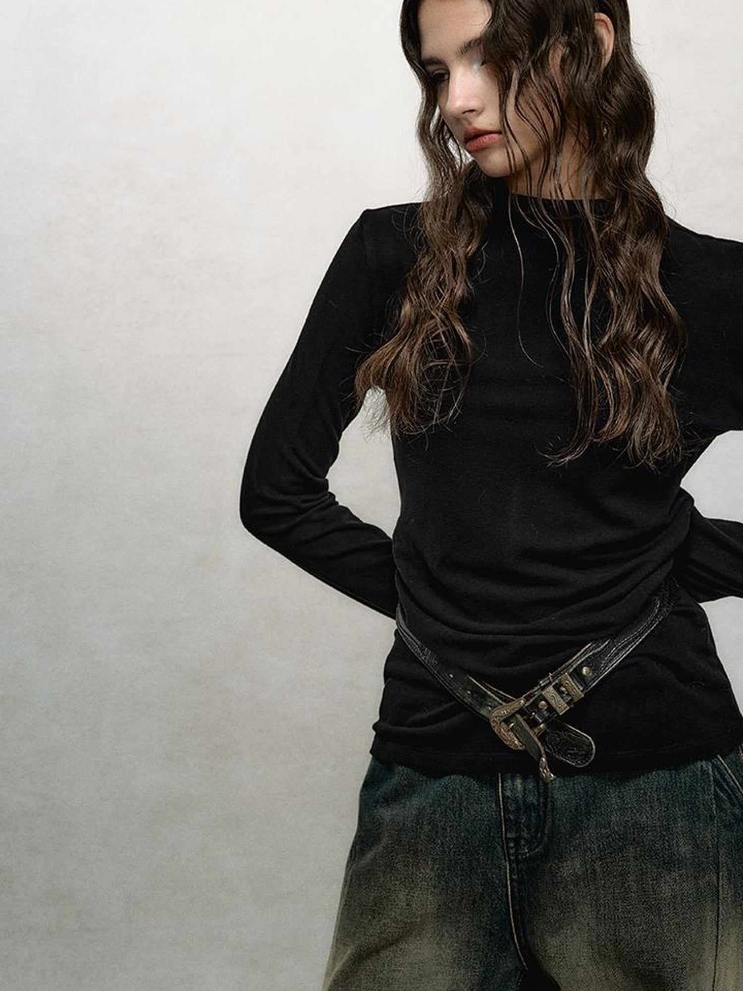 AnnoMundi French Lace Trimmed Wool Blend Knit Top With Flocked Detail