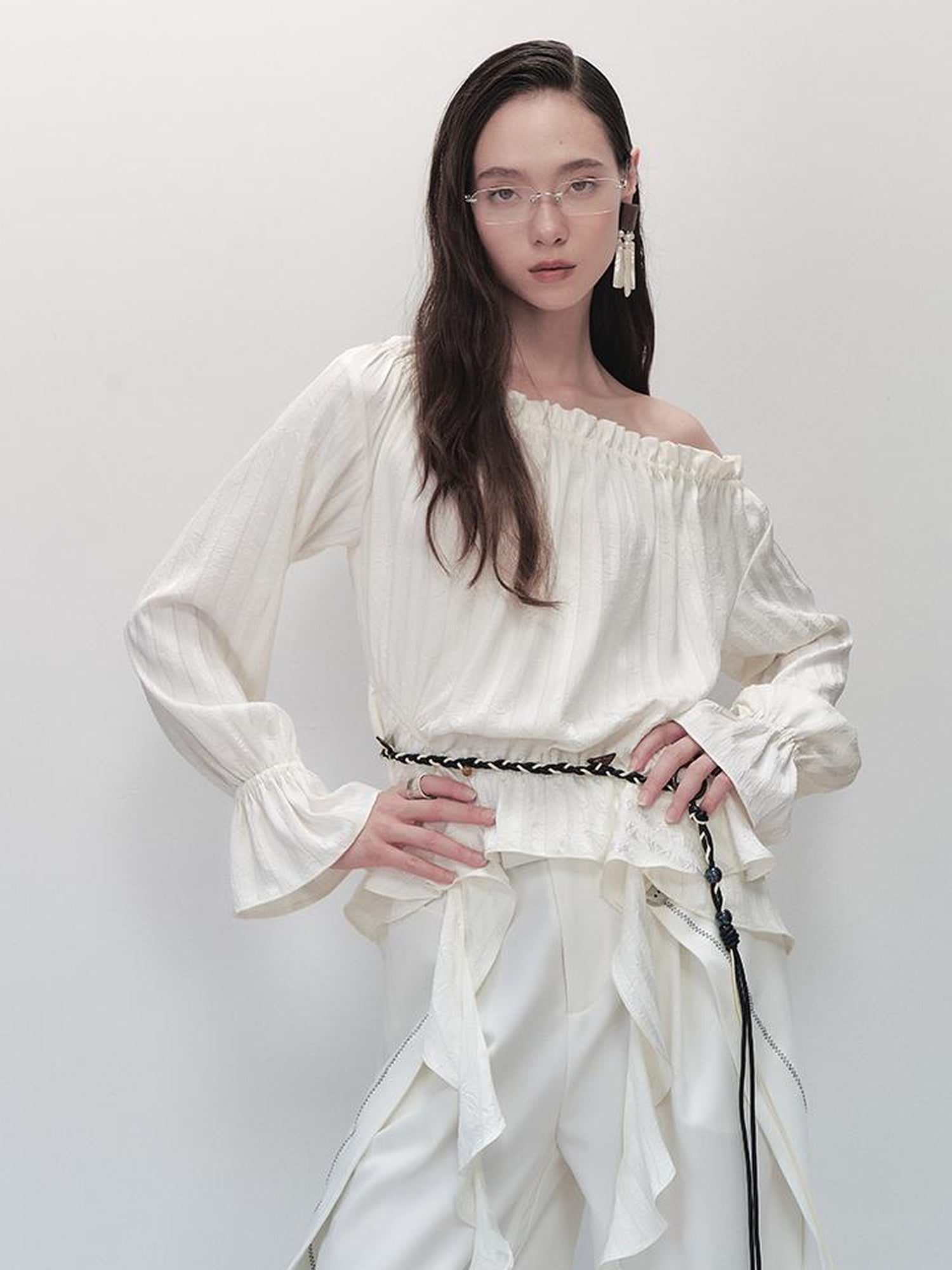 AnnoMundi French Ruffled Off Shoulder Blouse