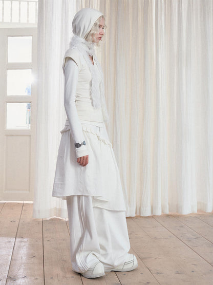 AnnoMundi French Style Layered Ruffle Wide Leg Palazzo Pants