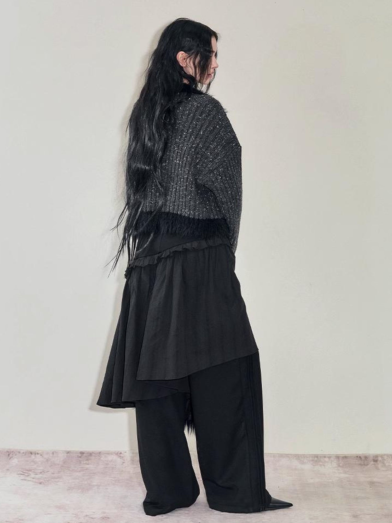 AnnoMundi French Style Layered Ruffle Wide Leg Palazzo Pants