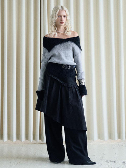 AnnoMundi French Style Layered Ruffle Wide Leg Palazzo Pants