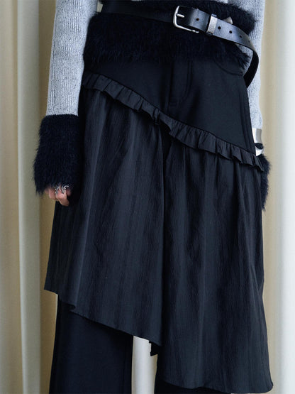AnnoMundi French Style Layered Ruffle Wide Leg Palazzo Pants