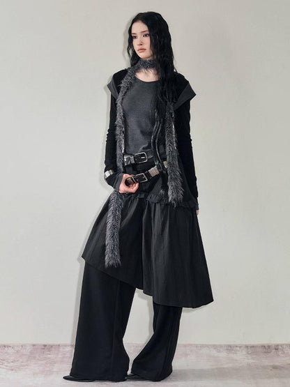 AnnoMundi French Style Layered Ruffle Wide Leg Palazzo Pants