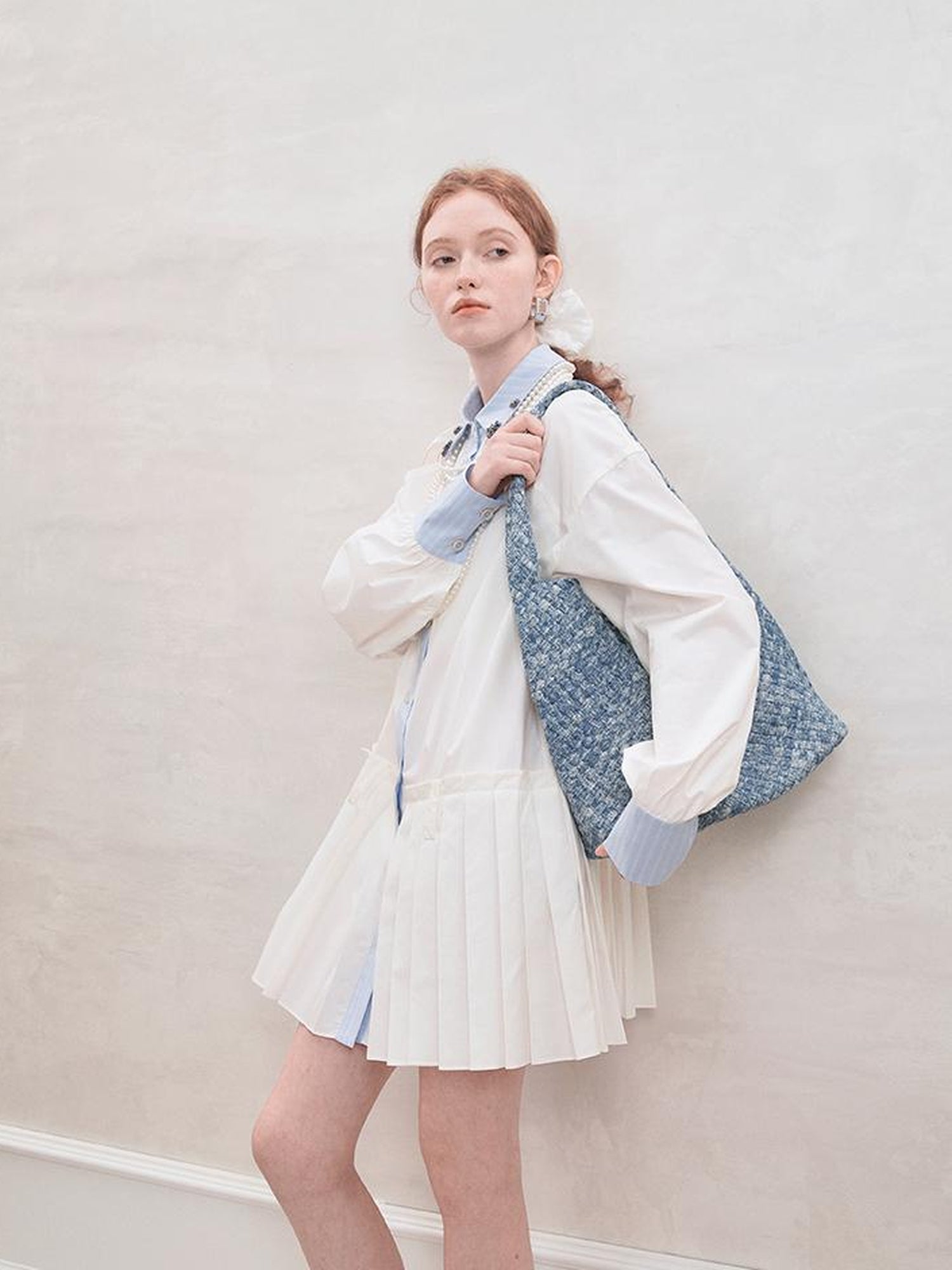 AnnoMundi French White Ruffle Sleeveless Shirt Dress