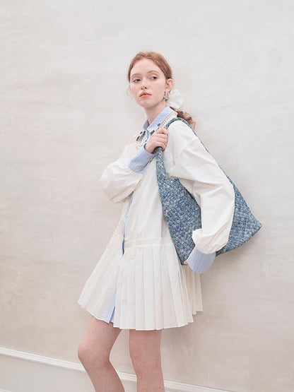 AnnoMundi French White Ruffle Sleeveless Shirt Dress