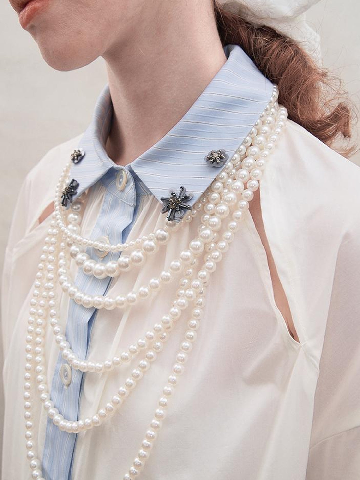 AnnoMundi French White Ruffle Sleeveless Shirt Dress