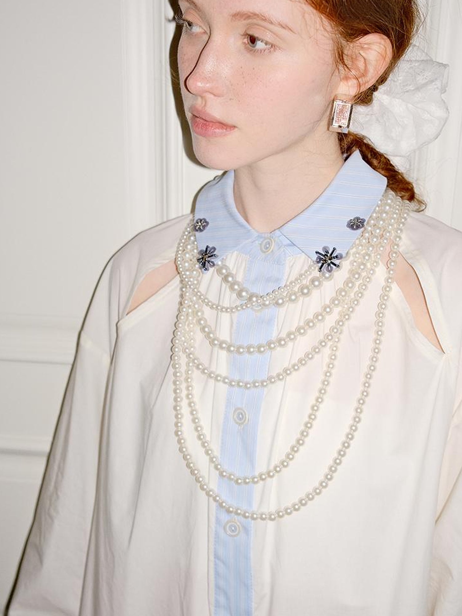 AnnoMundi French White Ruffle Sleeveless Shirt Dress