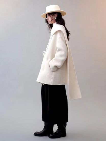 AnnoMundi Frost Velvet Wrap Collar Wool Coat Jacket