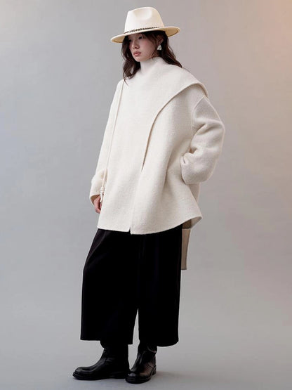 AnnoMundi Frost Velvet Wrap Collar Wool Coat Jacket