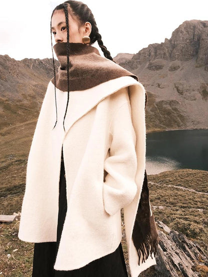 AnnoMundi Frost Velvet Wrap Collar Wool Coat Jacket