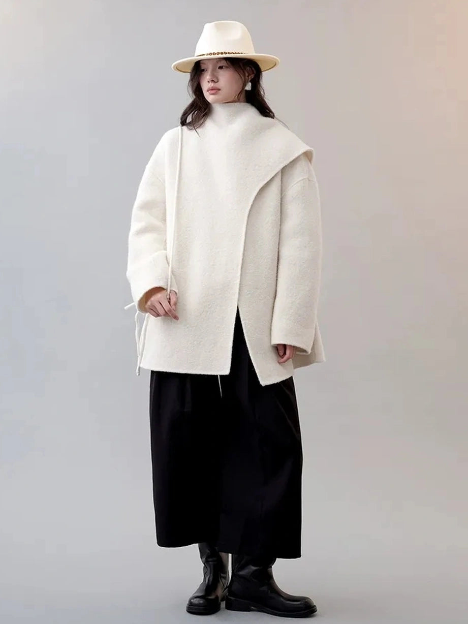 AnnoMundi Frost Velvet Wrap Collar Wool Coat Jacket